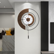 Silent Large Wall Clock with Pendulum, Quartz Battery Operated, Modern Decor