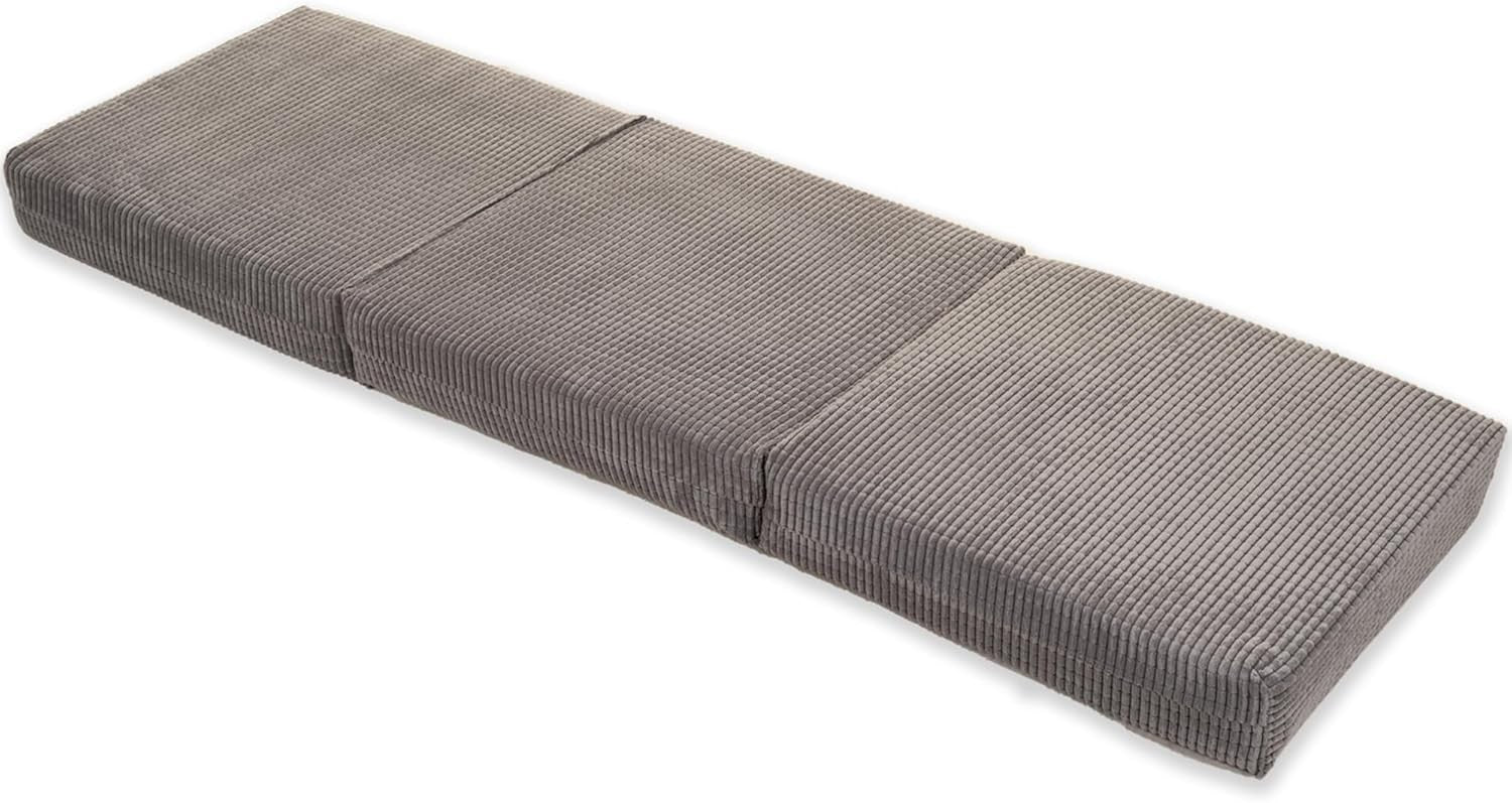 Z Bed Chair Futon Mattress Grey Fold Out Single Sofa Bed Footstool Seat