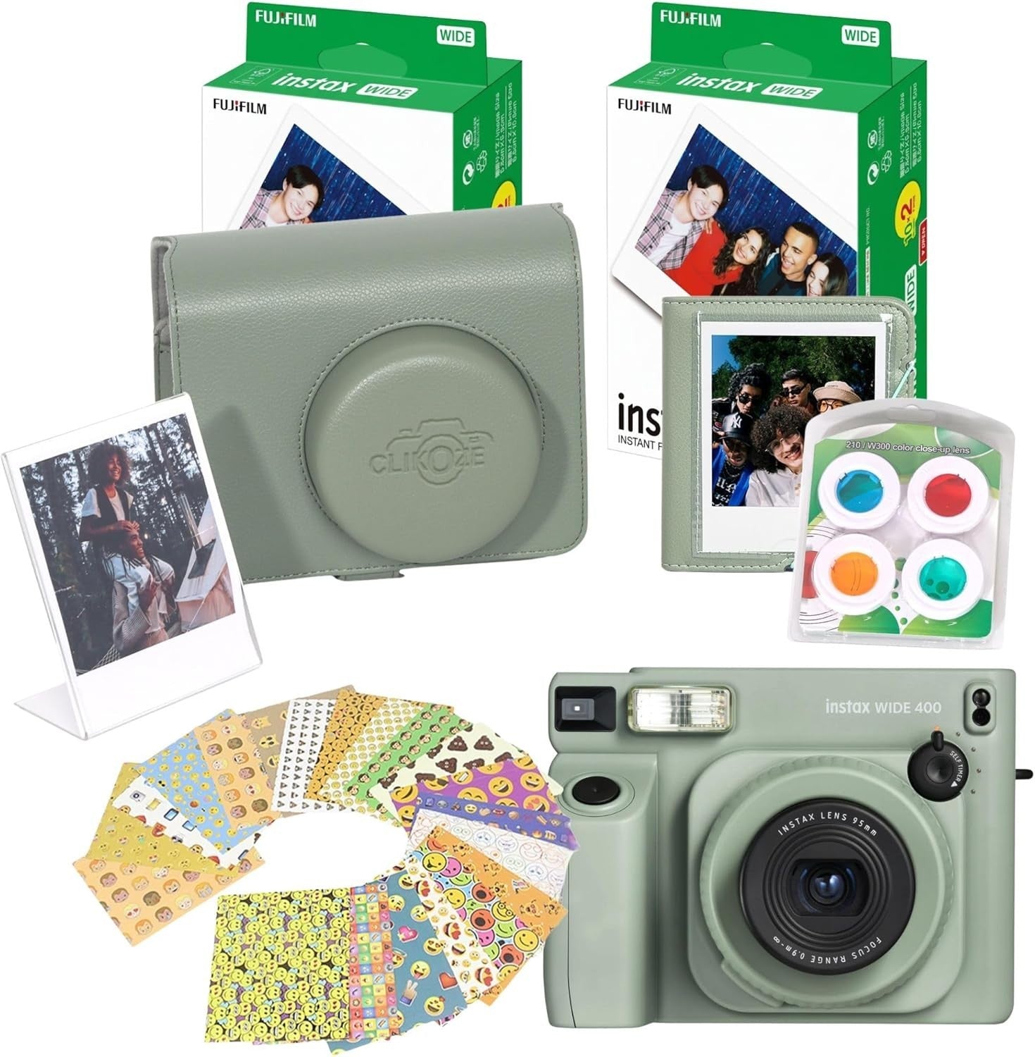 Instant Wide Camera Bundle 40 Film Shots Case Album Filters Kit