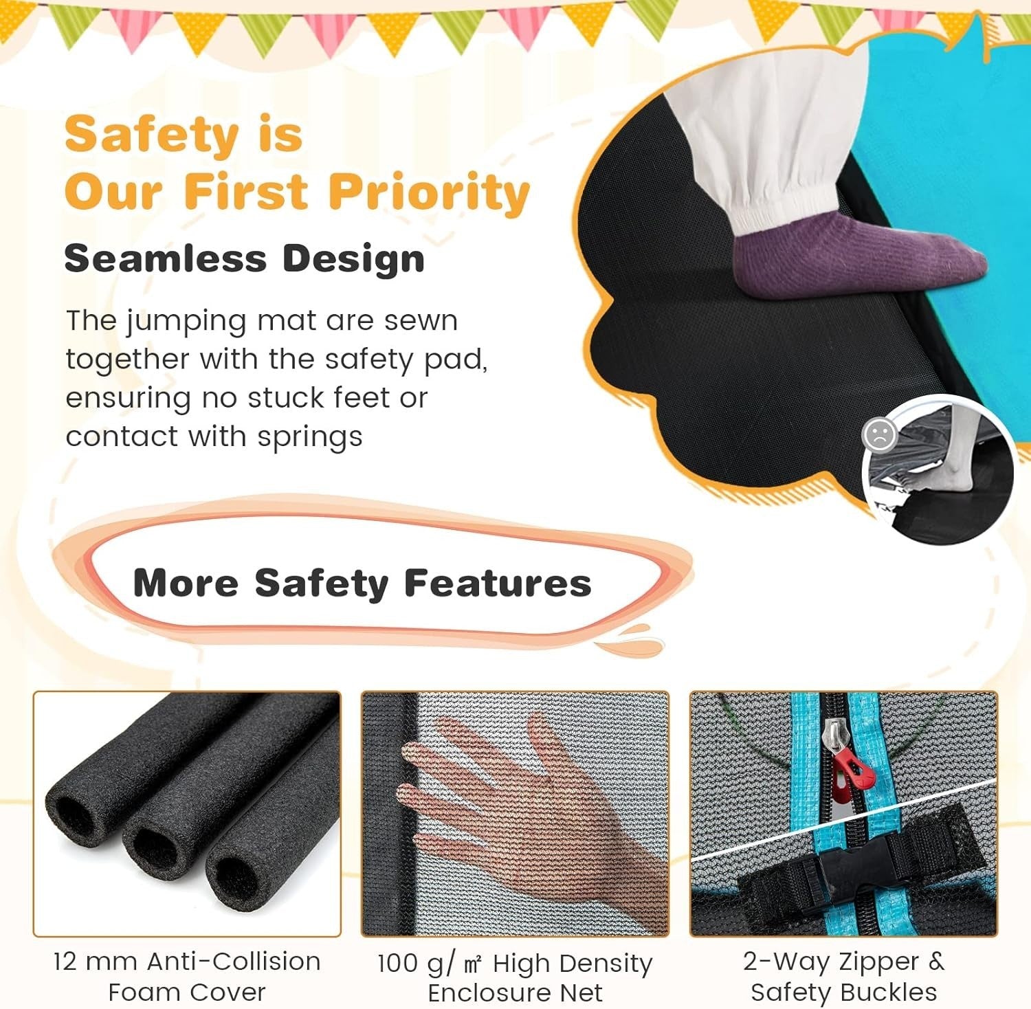 6FT Kids Trampoline with Swing 2-in-1 Outdoor Jumping Fitness Set