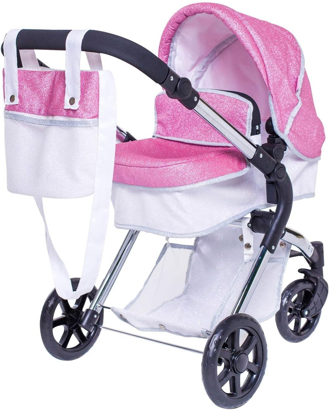 2in1 Pink Doll Pram Pushchair Carrycot Foldable Fits 42cm Dolls