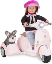 46cm Doll Scooter with Sidecar Lights Sounds Helmet Accessories