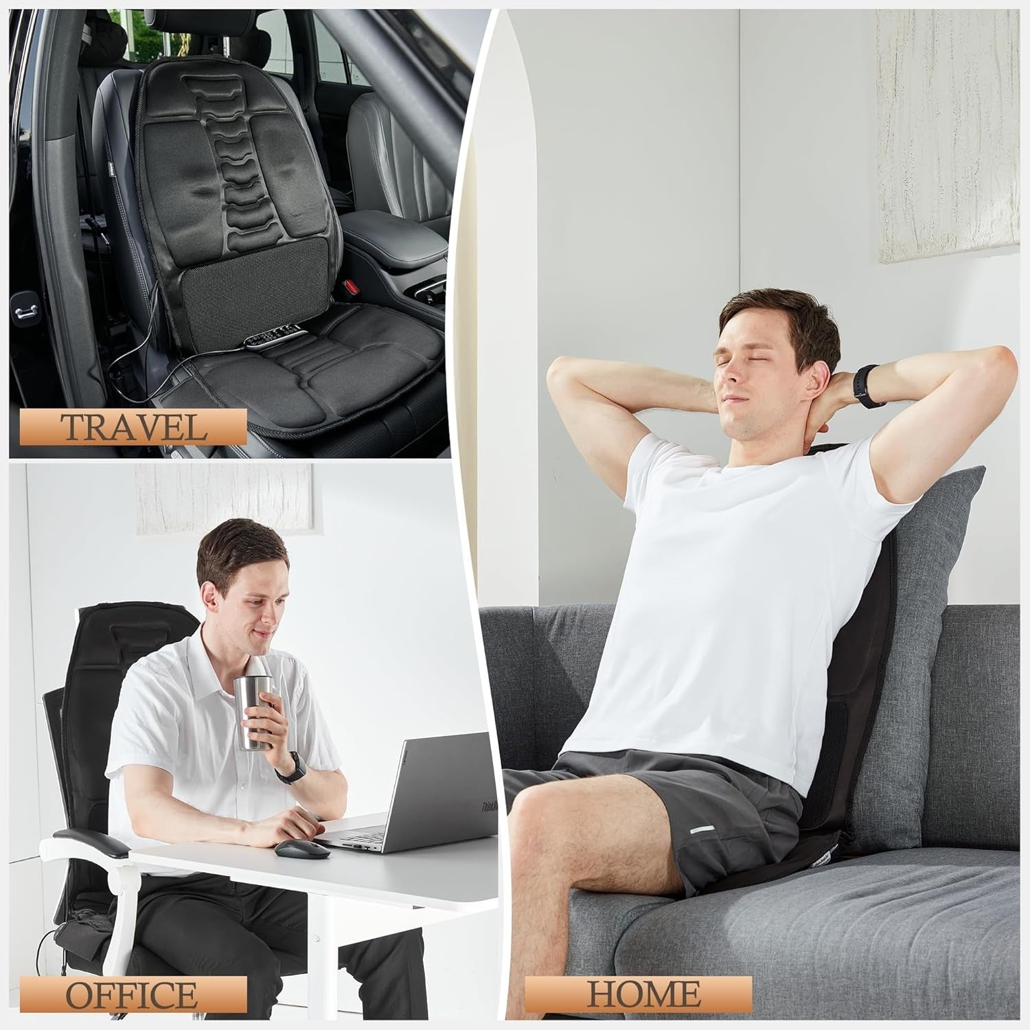 Back Massage Chair Pad Cooling Heat Vibration Seat Cushion Muscle Relief