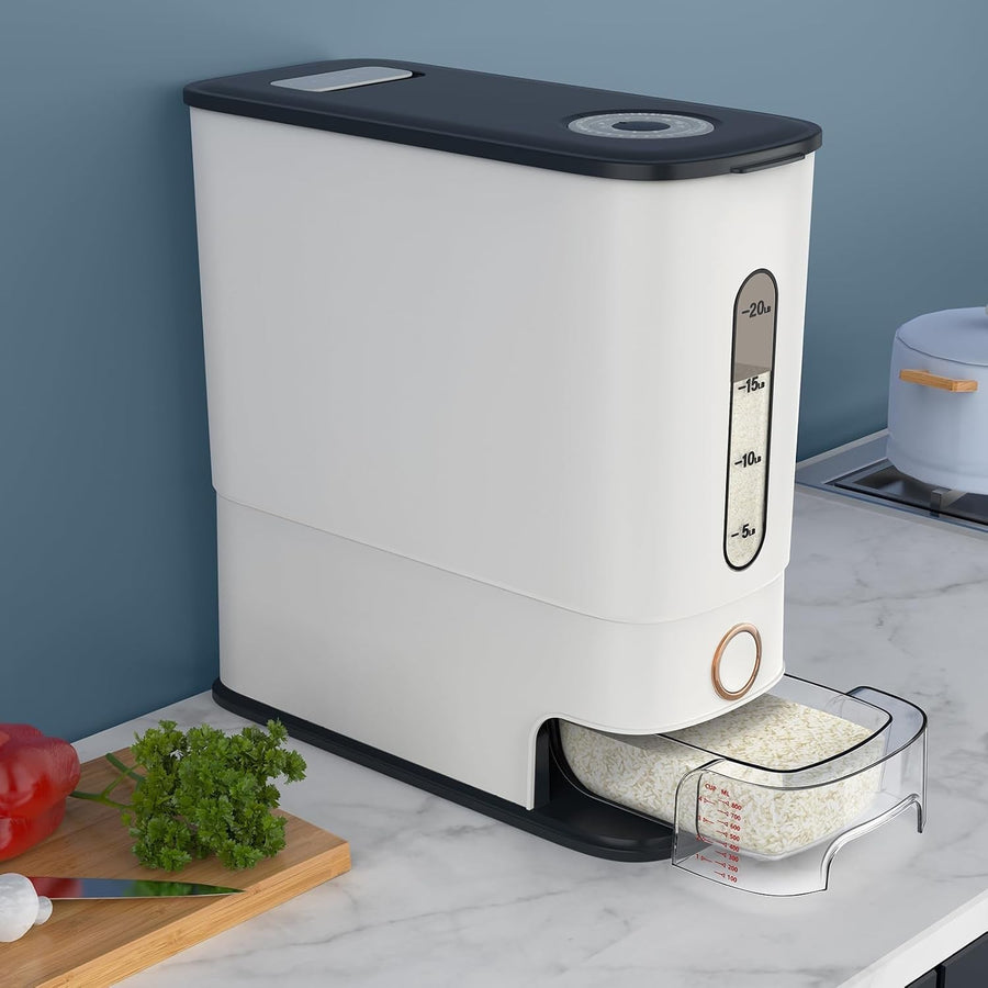 12kg Rice Dispenser BPA Free Airtight Storage w Measuring Cup