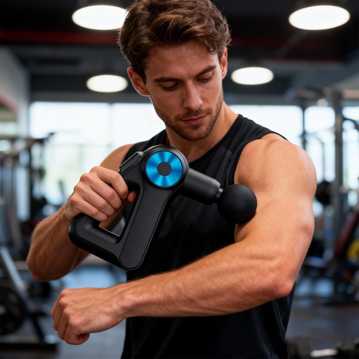 Deep Tissue Massage Gun 9 Speed Levels Ergonomic Handle Wireless Muscle Relief