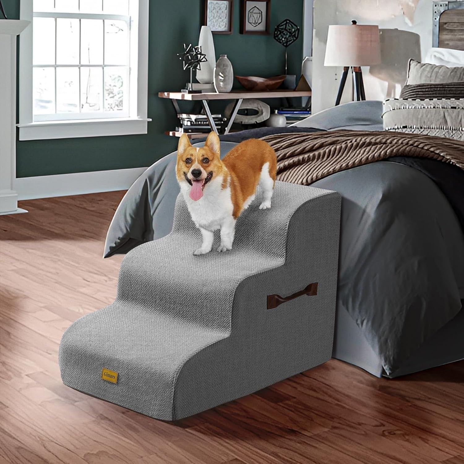 Extra Wide 3 Step Dog Stairs 40cm High Foam Pet Ramp Non Slip
