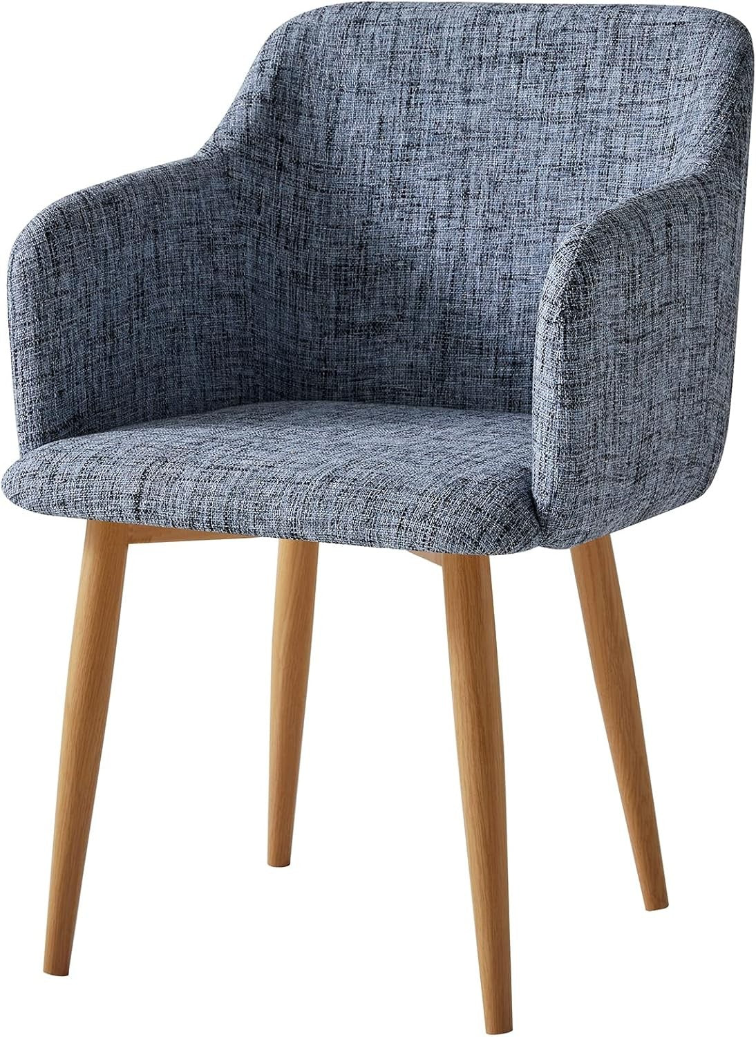 Grey Fabric Accent Chair Modern Tub Armchair Metal Legs