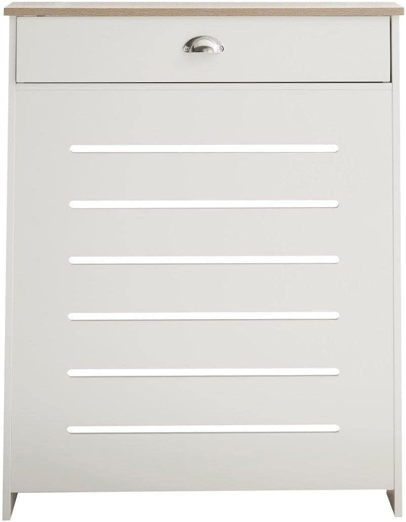 Cream Radiator Cover Cabinet with Drawer Modern MDF Storage Unit