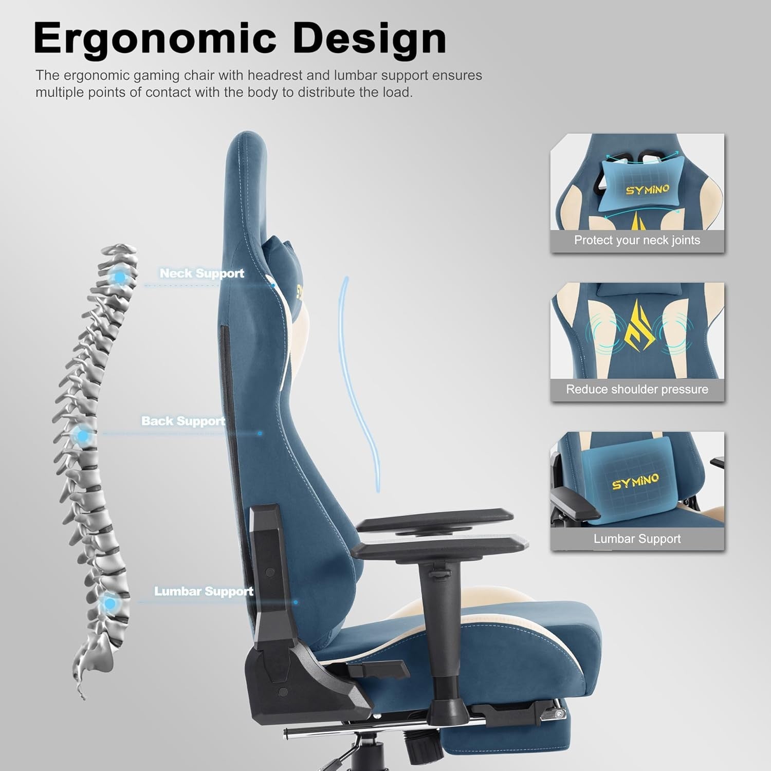 Ergonomic Gaming Chair with Footrest & Lumbar Support – Adjustable Desk Seat