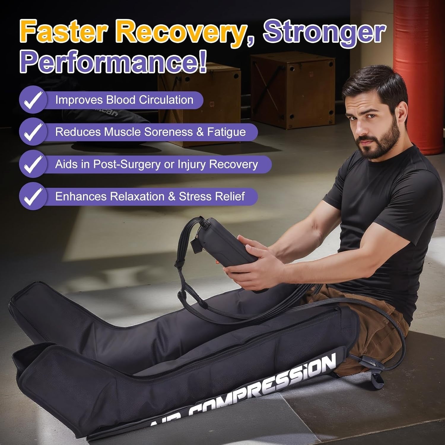 Air Compression Leg Massager Boots for Pain Relief, Circulation & Recovery