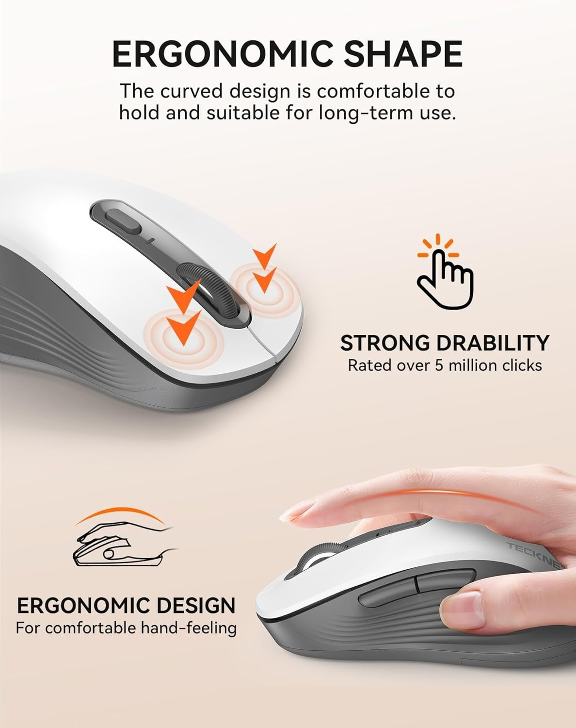 Silent Bluetooth Mouse Tri Mode Wireless 4800DPI Slim Office Laptop
