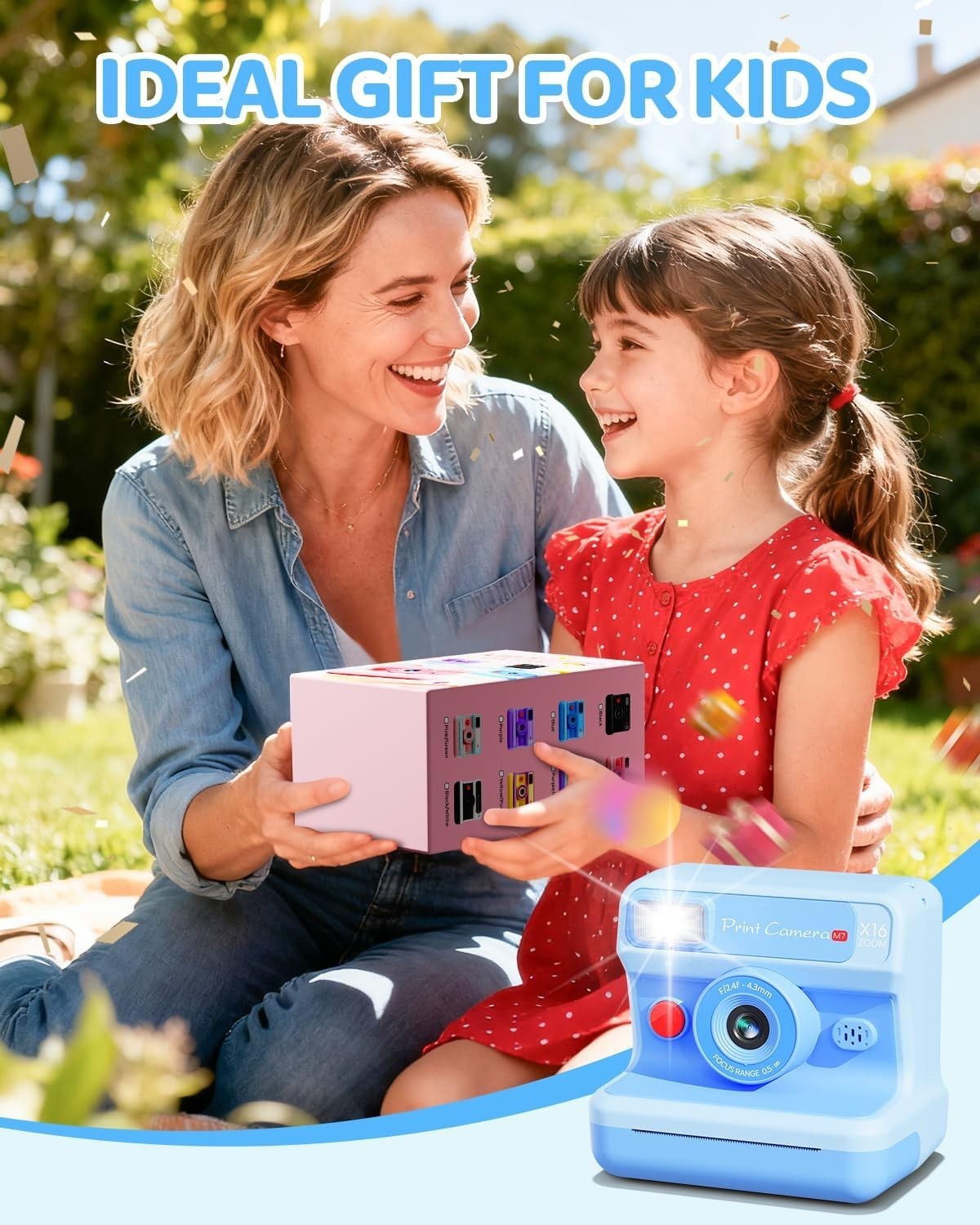 Kids Instant Print Camera 1080P HD Selfie Camera 32GB Card & Paper