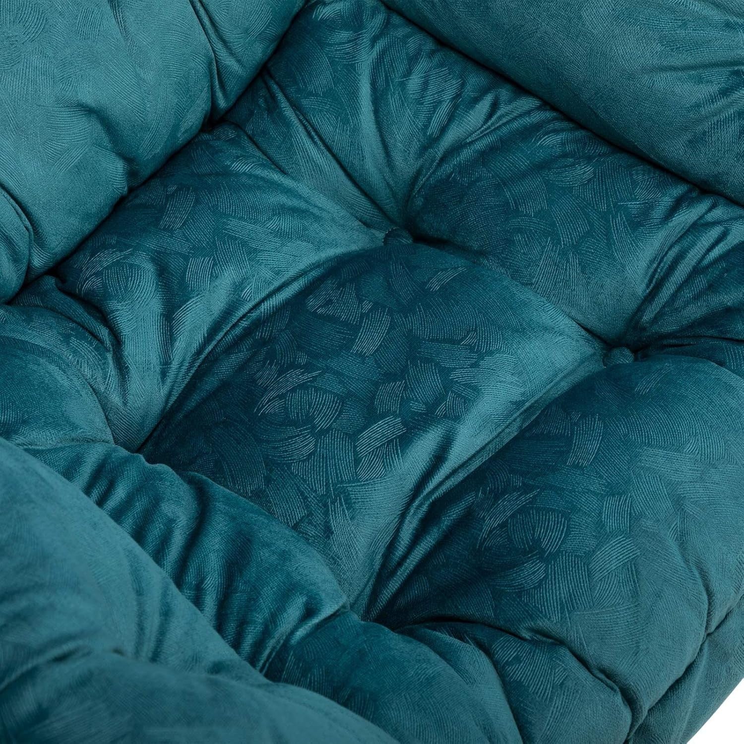 Velvet Blue Green Armchair with Footstool Living Room Lounge Relax Seat