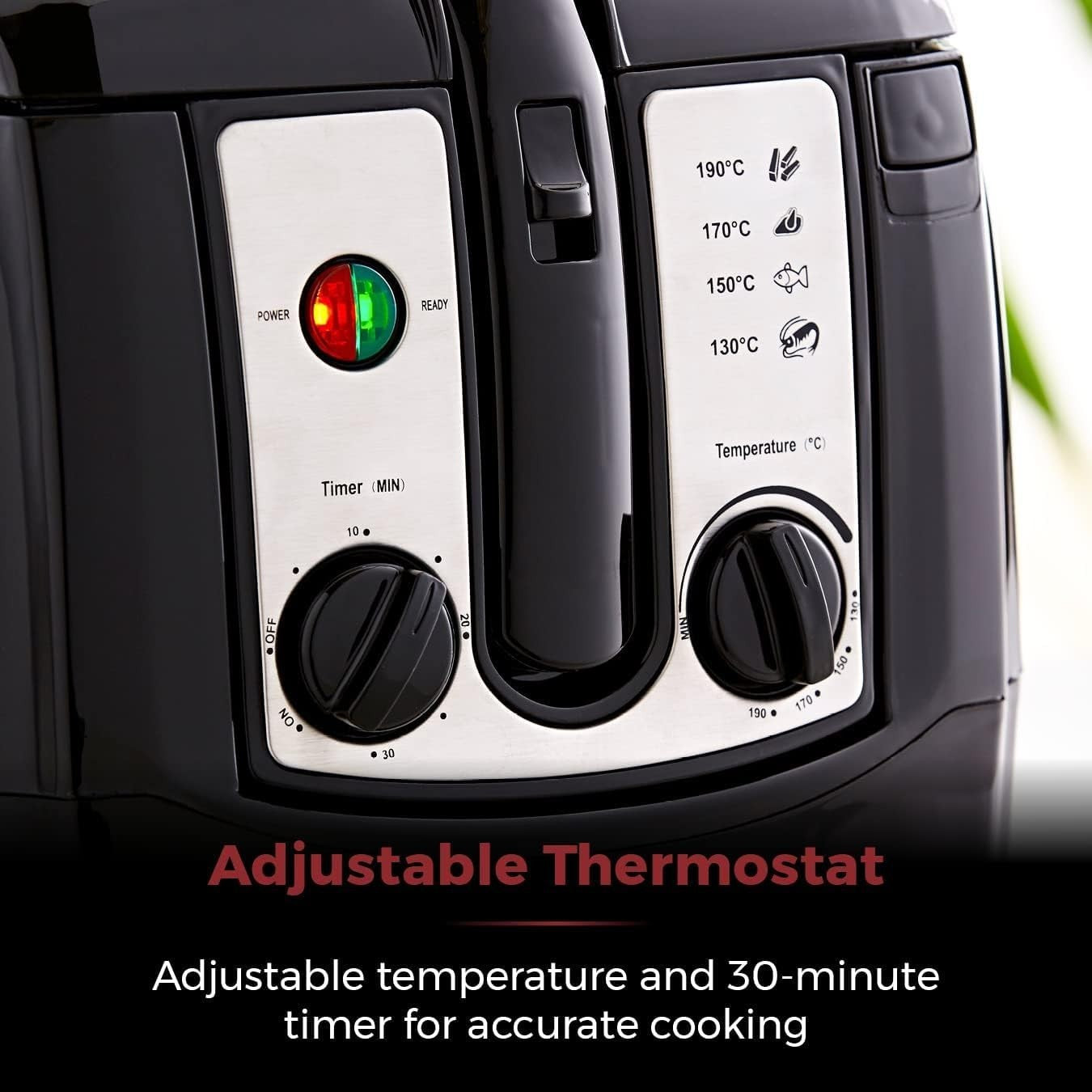 3L Family Deep Fat Fryer 2300W Adjustable Thermostat Timer Window