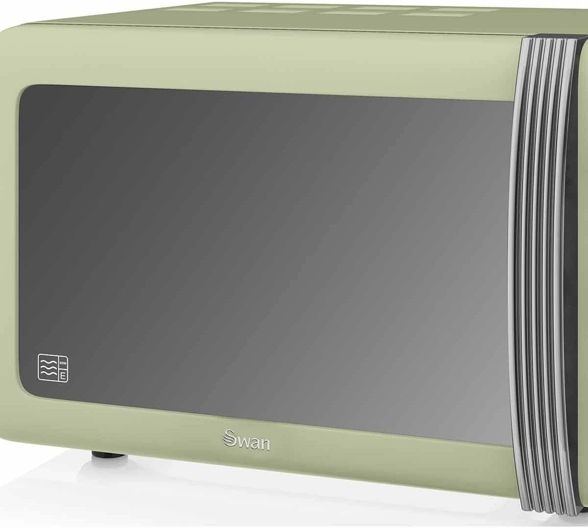20L Retro Microwave 800W, 5 Power Levels, Digital Timer & Defrost Function