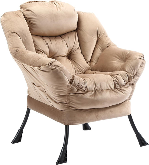 Modern Padded Accent Armchair with Side Pocket | High Back Comfort Lounge