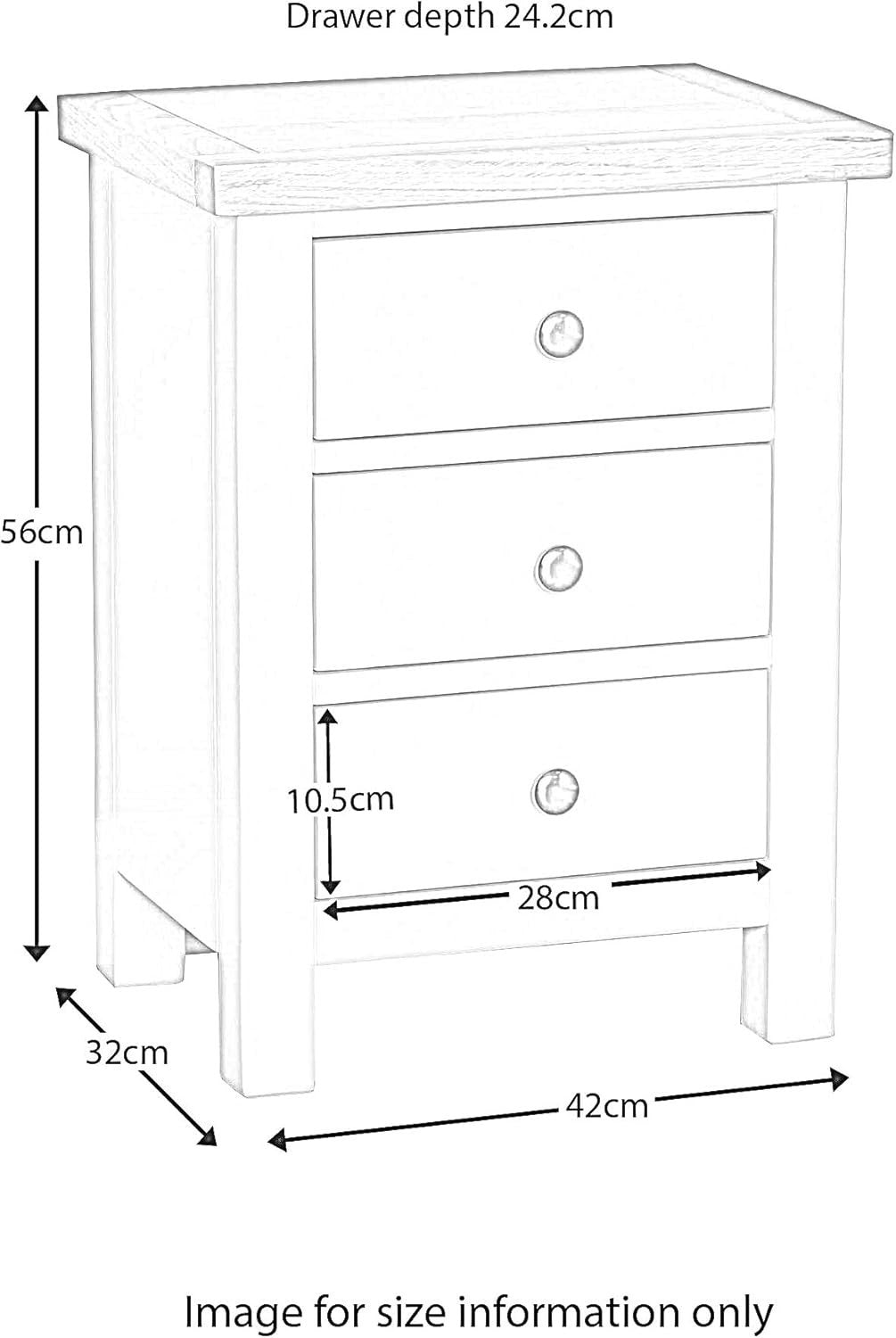 White 3 Drawer Bedside Table with Oak Top | Solid Wood Storage Unit
