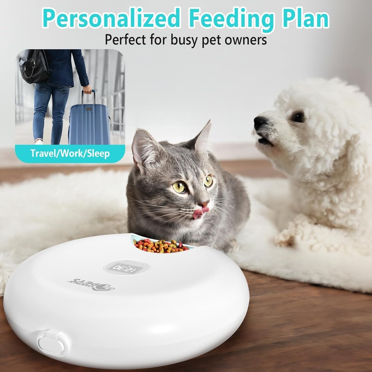 Automatic Pet Feeder Wet Dry Food Timer 6 Meal Rechargeable Ice Packs