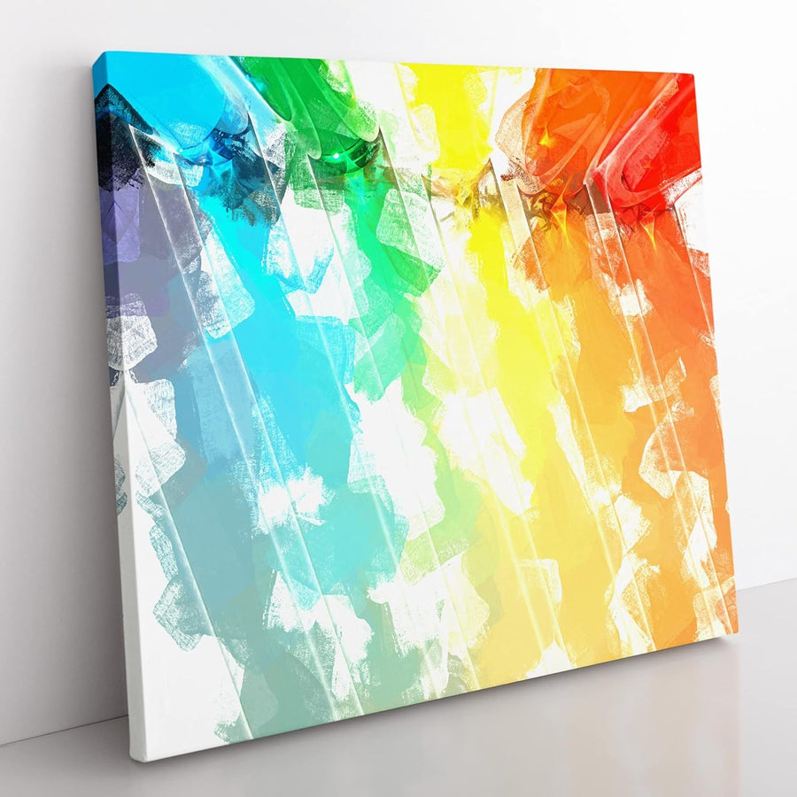 Rainbow Abstract Canvas Wall Art Framed 50x50cm