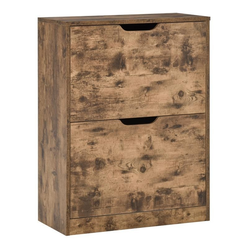 Rustic 2-Drawer Shoe Cabinet for Hallway | Compact & Stylish Storage