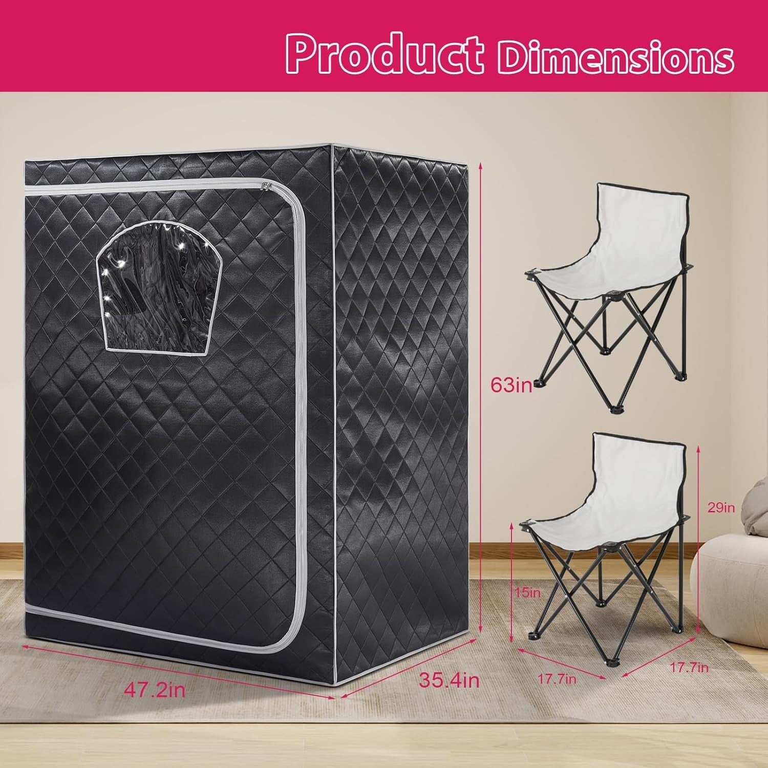 2 Person Infrared Sauna Tent Full-Size Home Spa Fast-Heat Portable Box w/ Chairs