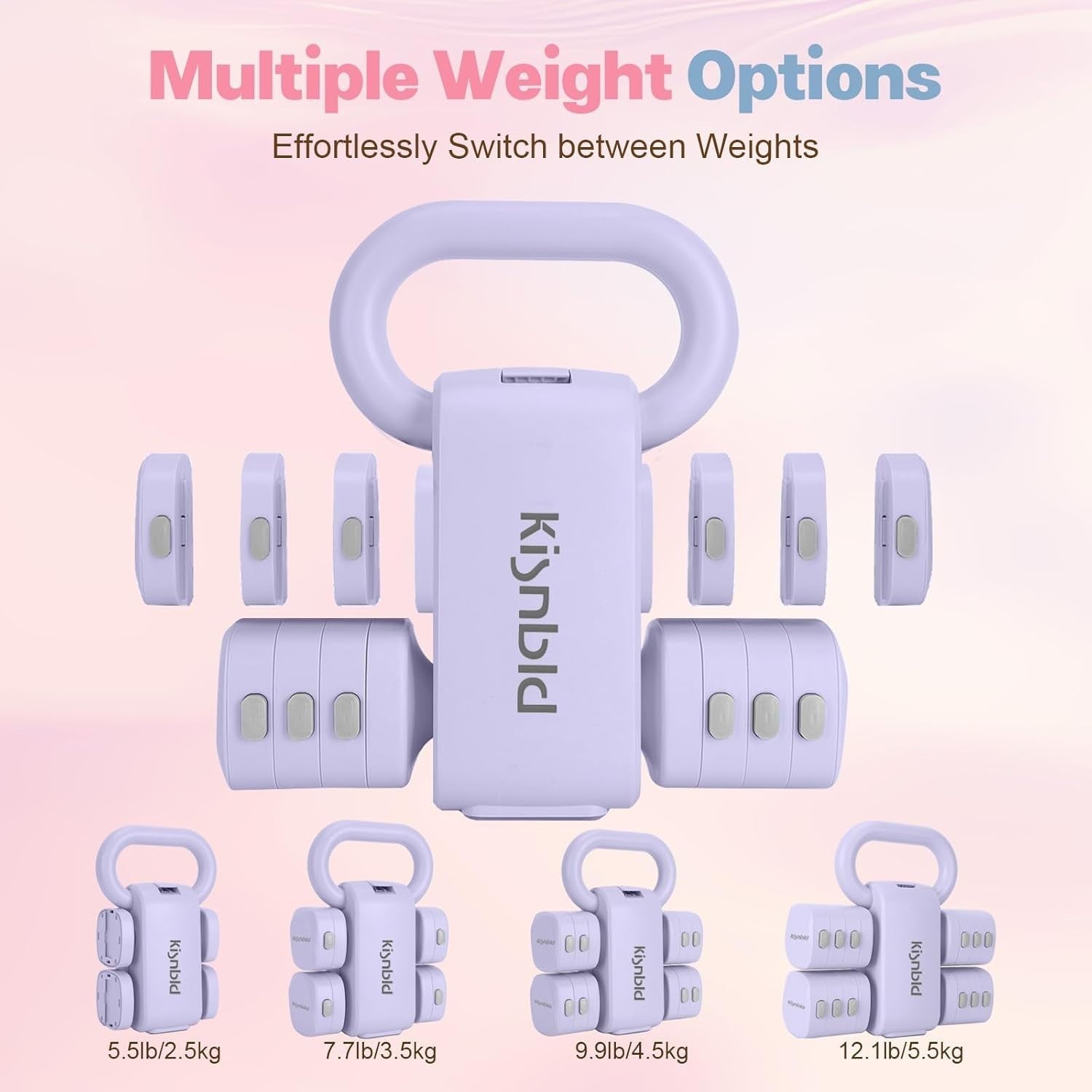 4-in-1 Adjustable Dumbbell Kettlebell Combo 2–5.5LB Fast Adjust Weights