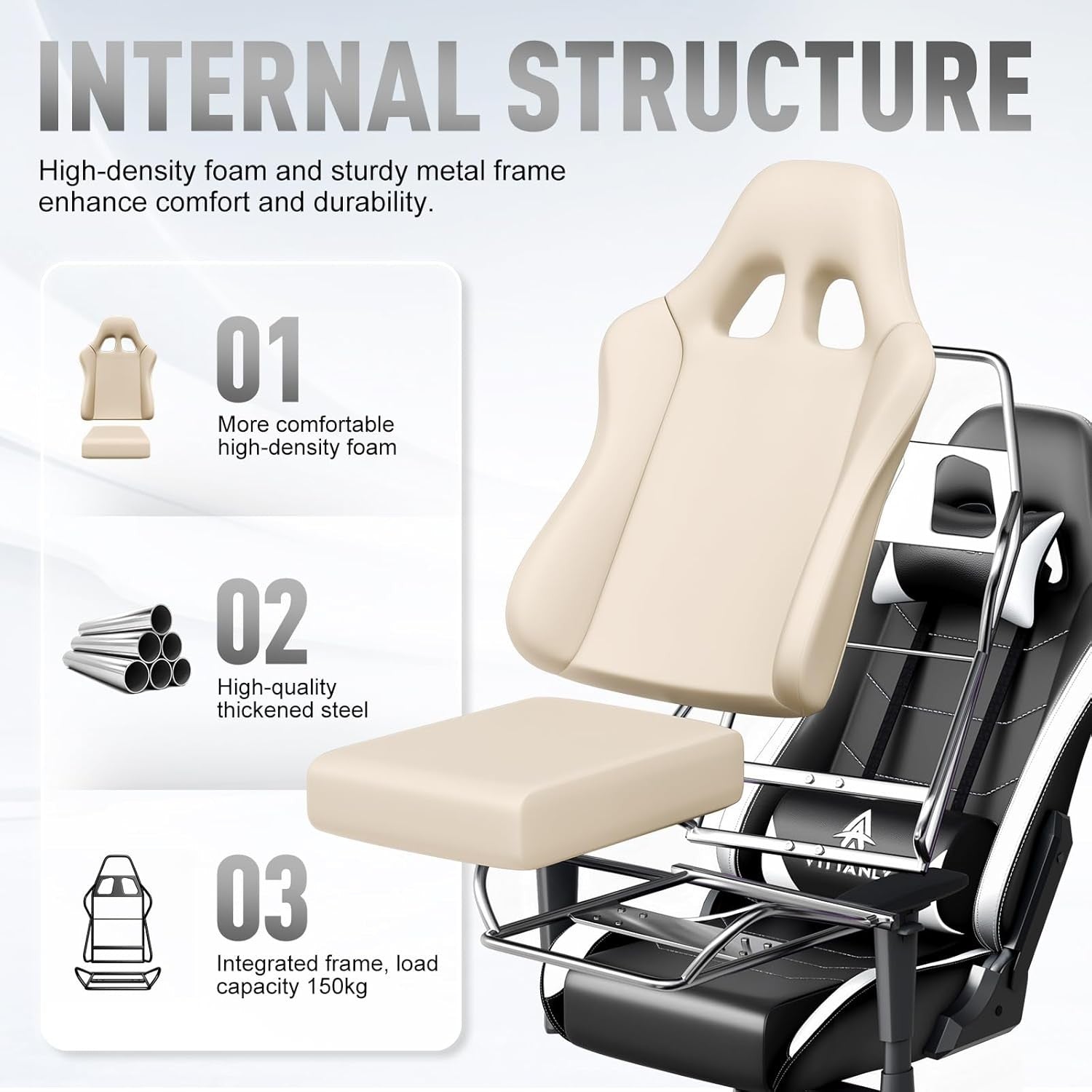 Ergonomic Gaming Chair Reclining Swivel Lumbar White
