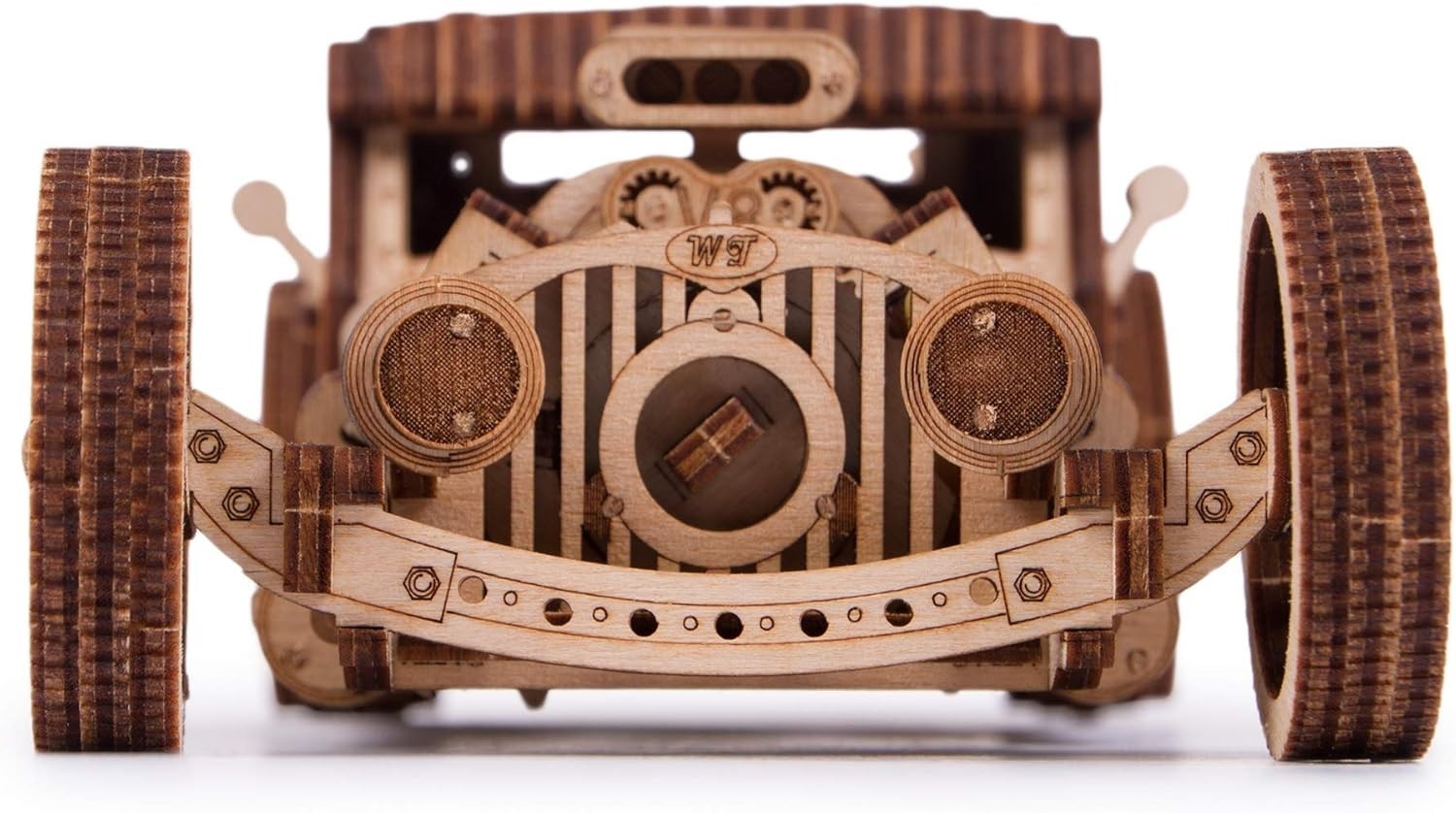 3D Wooden Hot Rod Model Car Kit - Mechanical Puzzle, No Glue, 280 Pieces