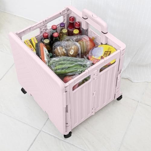 50L Foldable Shopping Trolley Cart 4 Wheels Lid 40kg Pull Along Utility