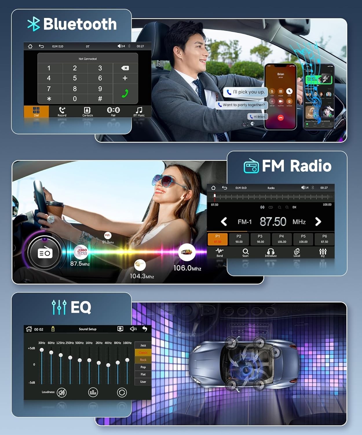 7" Single Din Car Stereo Wireless CarPlay Android Auto DAB+ FM
