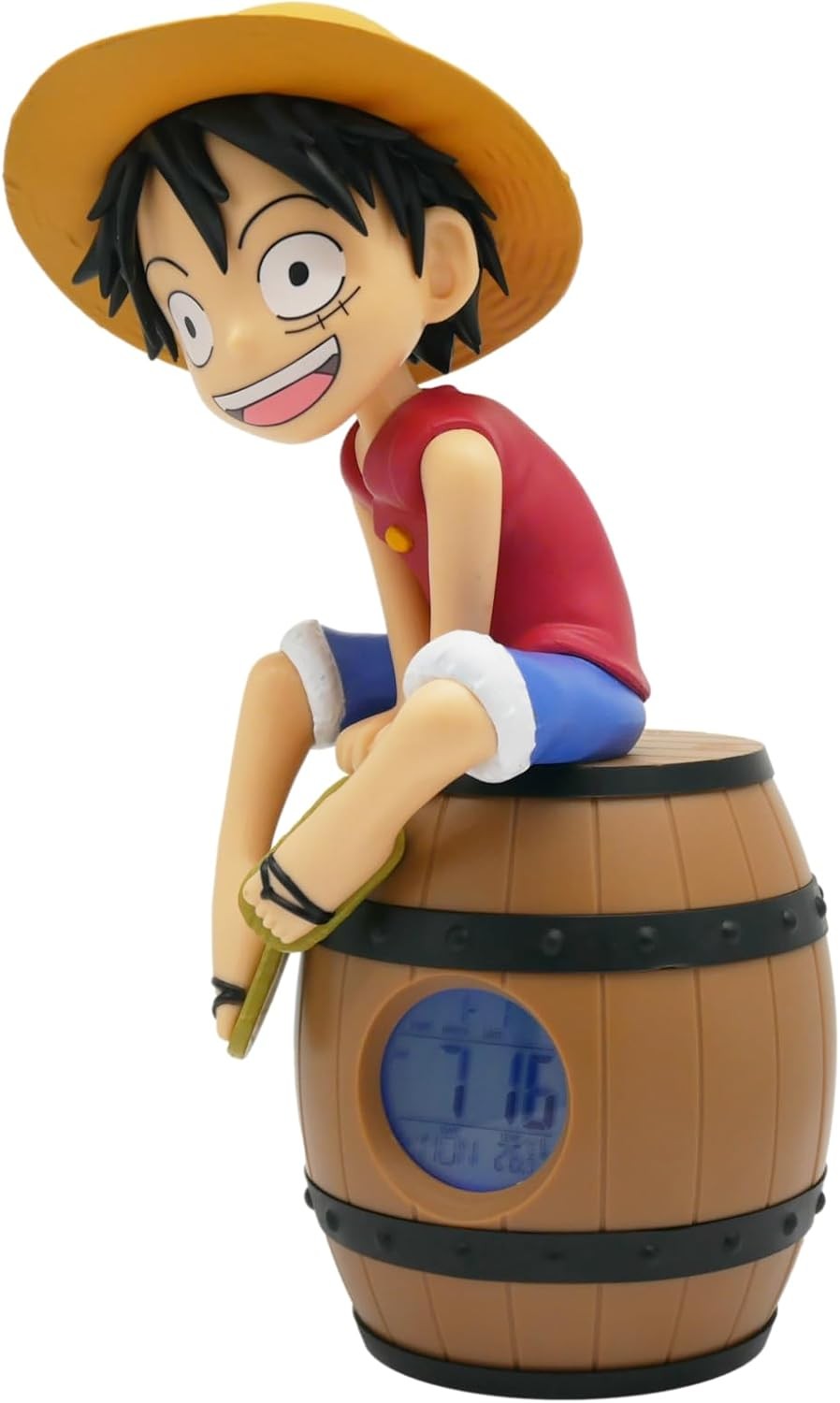 Anime Figure Alarm Clock Barrel Style Digital Desk Bedside Clock Brown