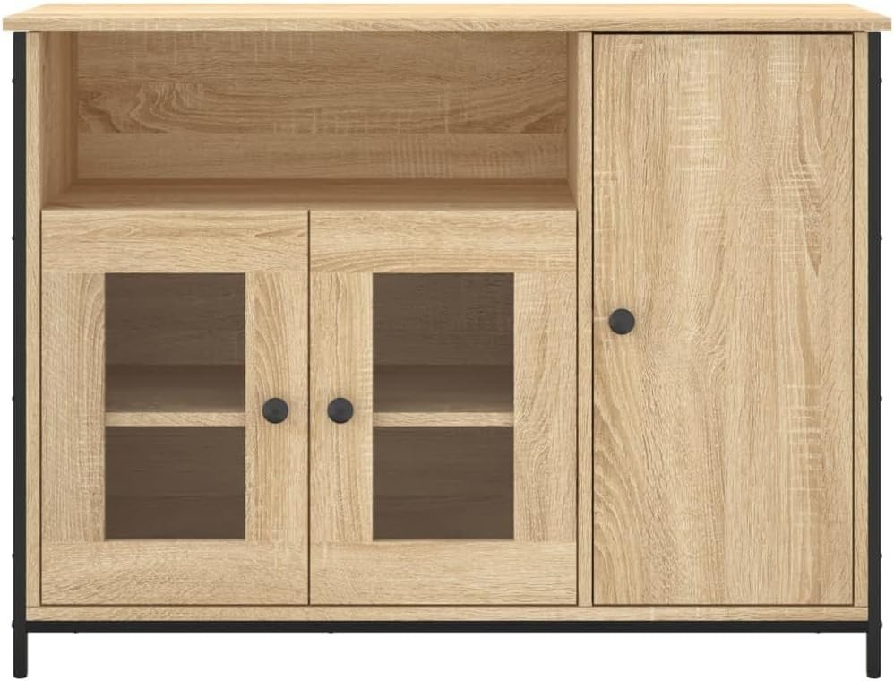 Modern Sideboard Cabinet Oak Wood | Storage Unit for Living Room 100cm