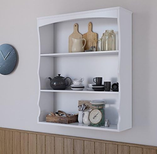 Wall Mounted Floating Shelving Unit 3 Tier Storage Cabinet Kitchen Bedroom White