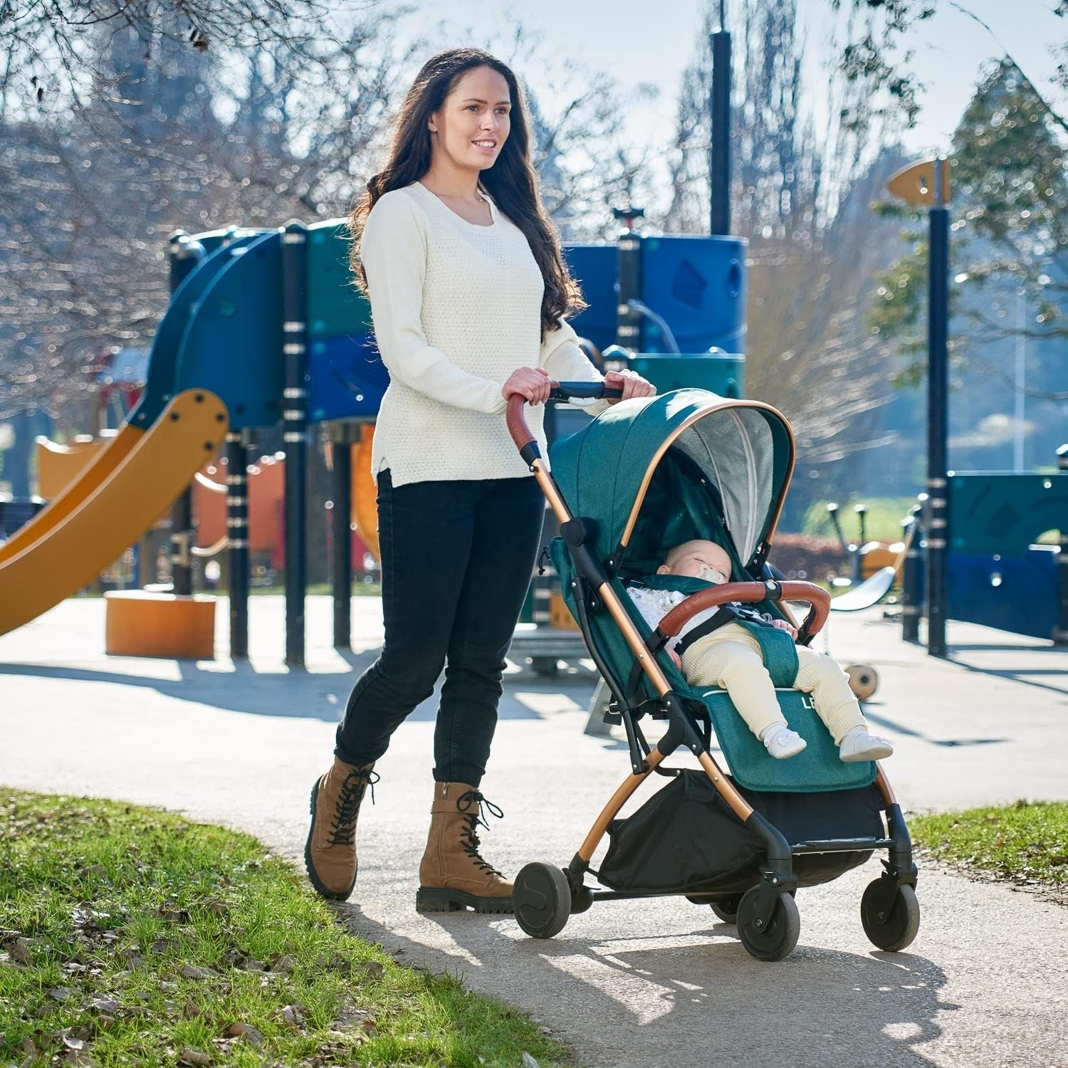 Lightweight Baby Travel Buggy One-Hand Fold Reclining Seat 0-15kg Green