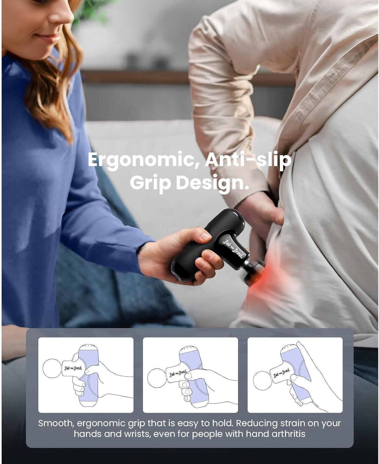Heated Mini Massage Gun Deep Tissue Muscle Relief Quiet Portable Recovery Tool