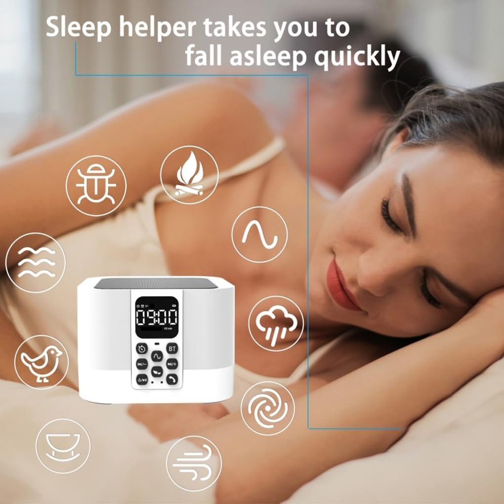 Portable White Noise Sound Machine for Sleep, 30 Sounds & Nightlight