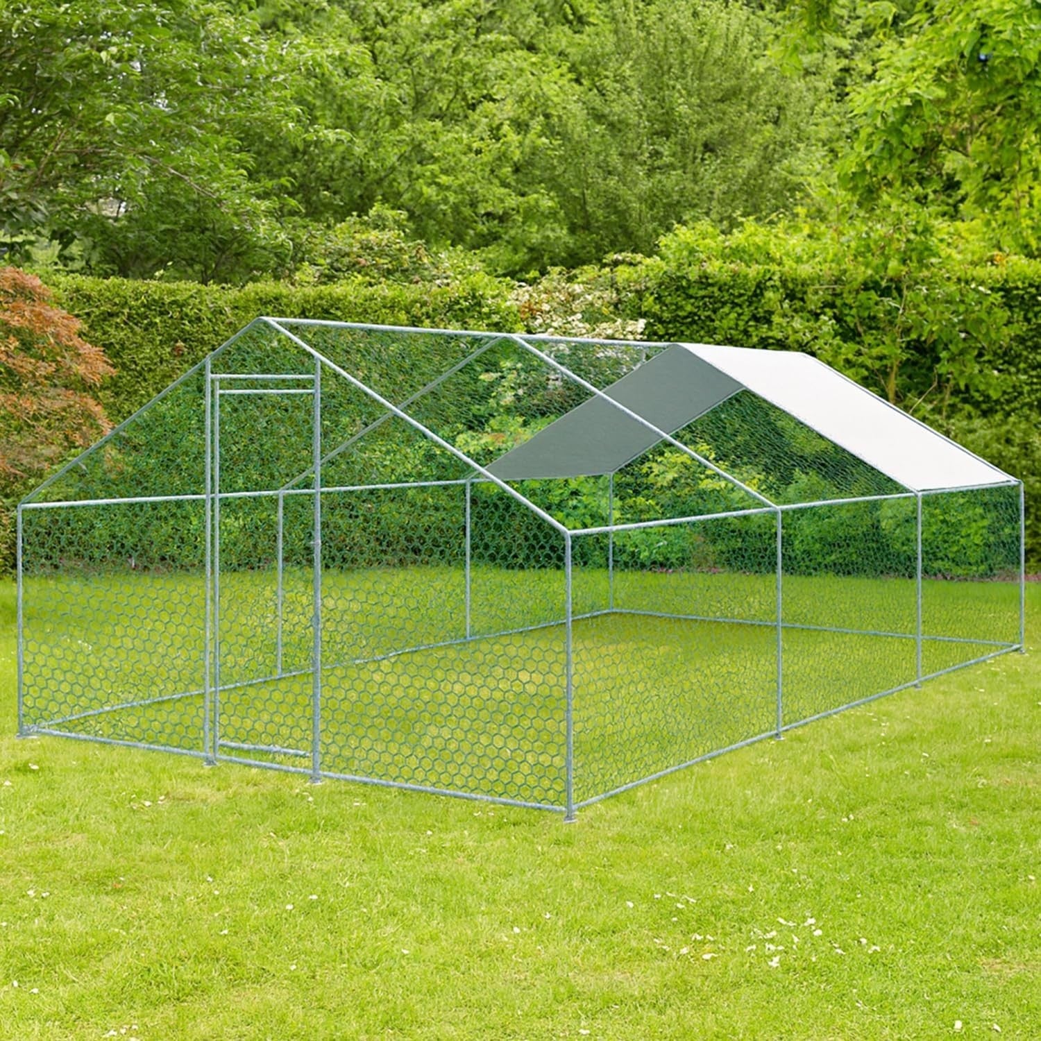 6x3m Walk In Chicken Run Galvanised Metal Coop Pen