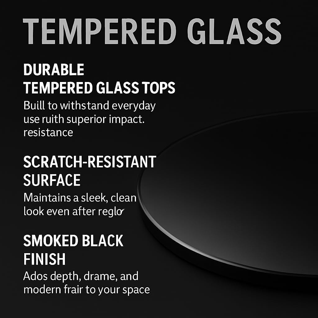 Nesting Coffee Table Set Black Metal Frame Glass Top Round Living Room