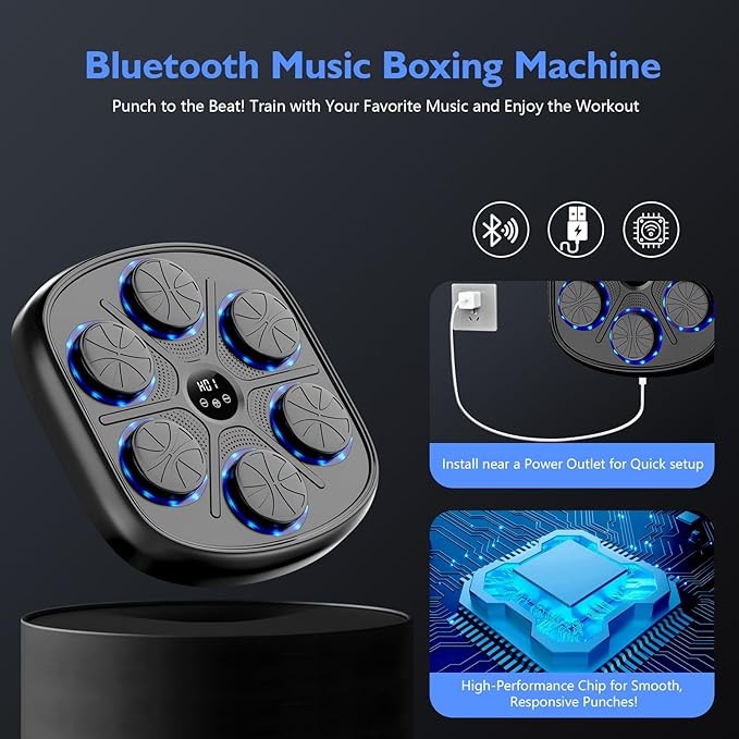 Smart Music Boxing Wall Trainer LED Reaction Target Home Gym Punch Pad