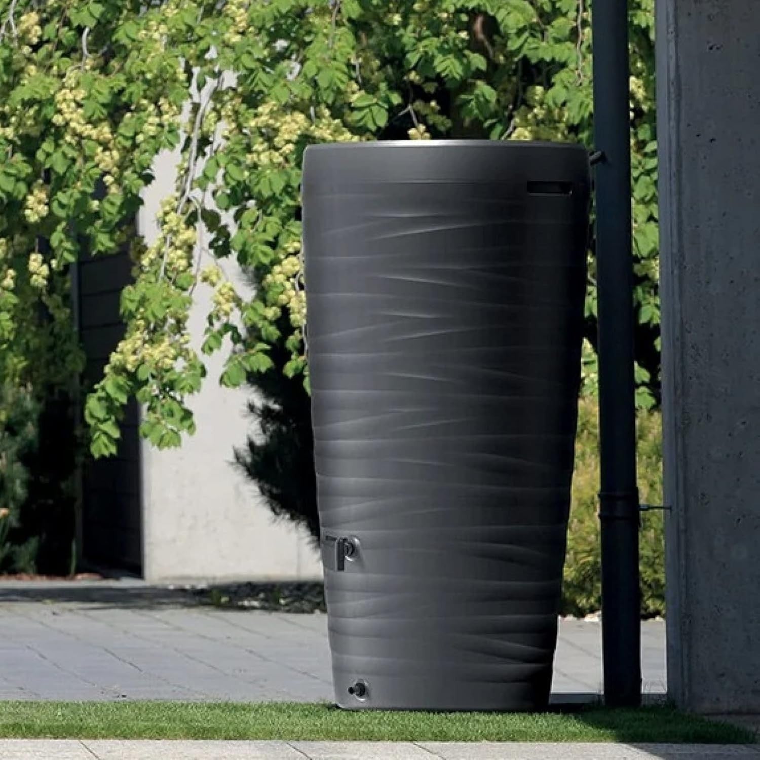 240L Anthracite Garden Water Butt with Connections & Plant Insert
