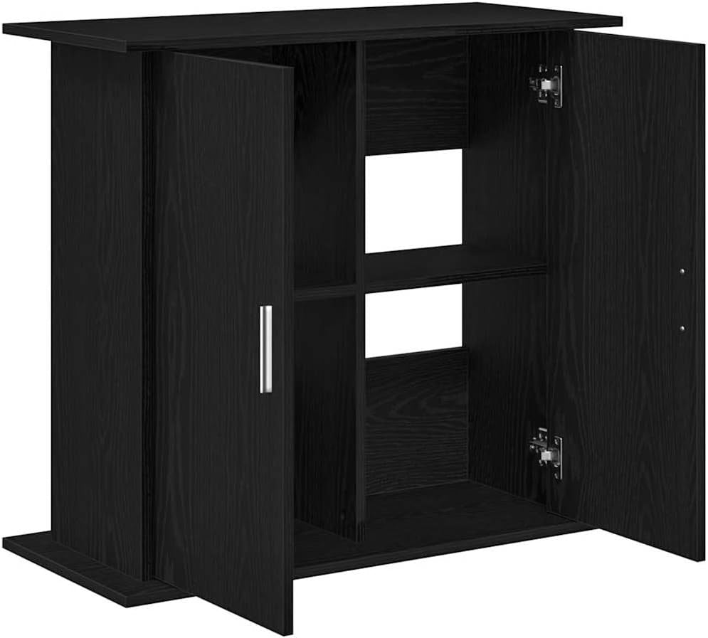 Black Aquarium Stand 81x36x73cm with Storage Shelves for Living Rooms