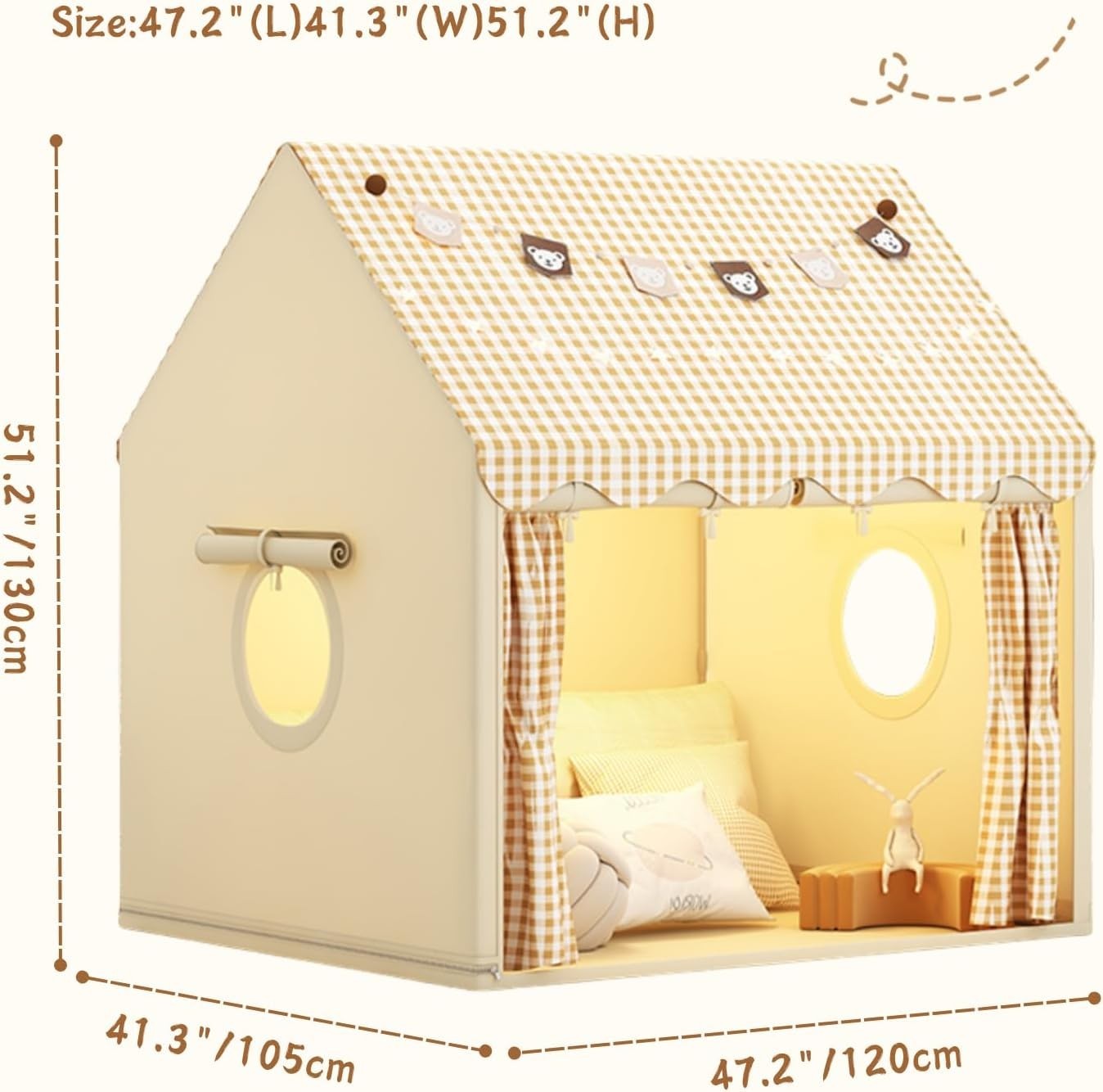 Kids Play Tent with Star Lights Indoor Outdoor Washable Teepee House