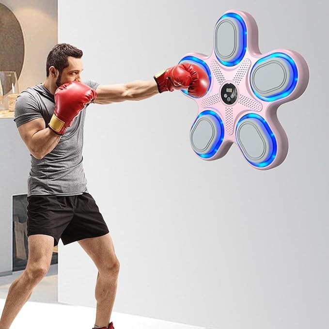 Music Boxing Machine Wall Mounted LED Reaction Trainer With Gloves Home Workout