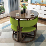 Small Round Office Table Set – 80cm Meeting Desk with 4 Leather-Foam Chairs