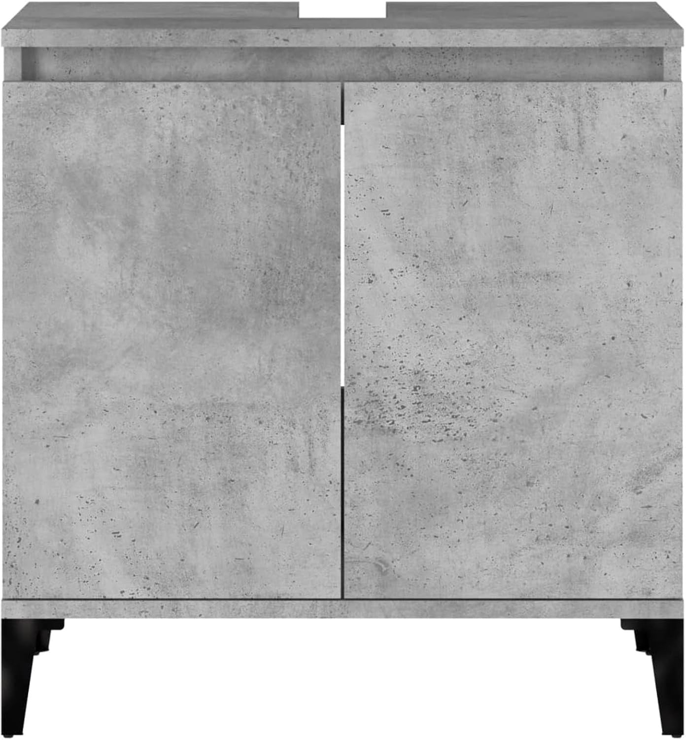 Concrete Grey Bathroom Sink Cabinet | Modern Under Sink Storage Unit 58x33x60cm