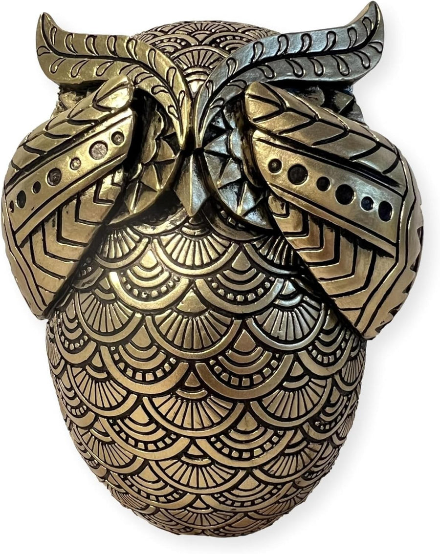 Gold Owl Ornament 13cm Polystone Figurine Elegant Home Decor Sculpture Gift