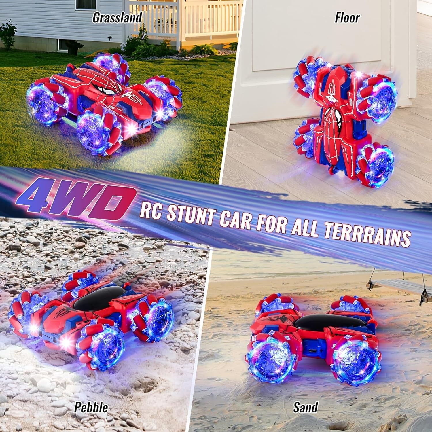 4WD 360° Rotation Double Sided Rechargeable Remote Control Toy for Kids Boys 3-1
