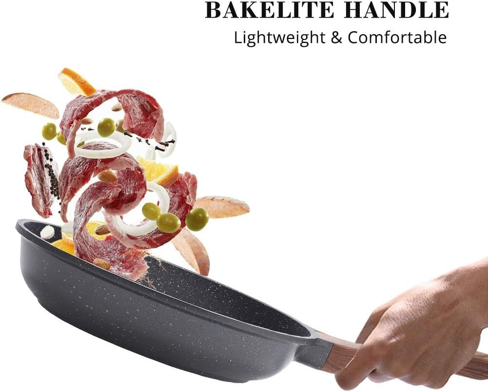 20cm Grey Non stick Frying Pan Granite Coating Skillet Cookware Induction Safe