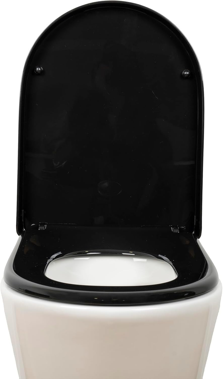 Black D-Shaped Toilet Seat Thermoplastic One Button Quick Release 45x36cm