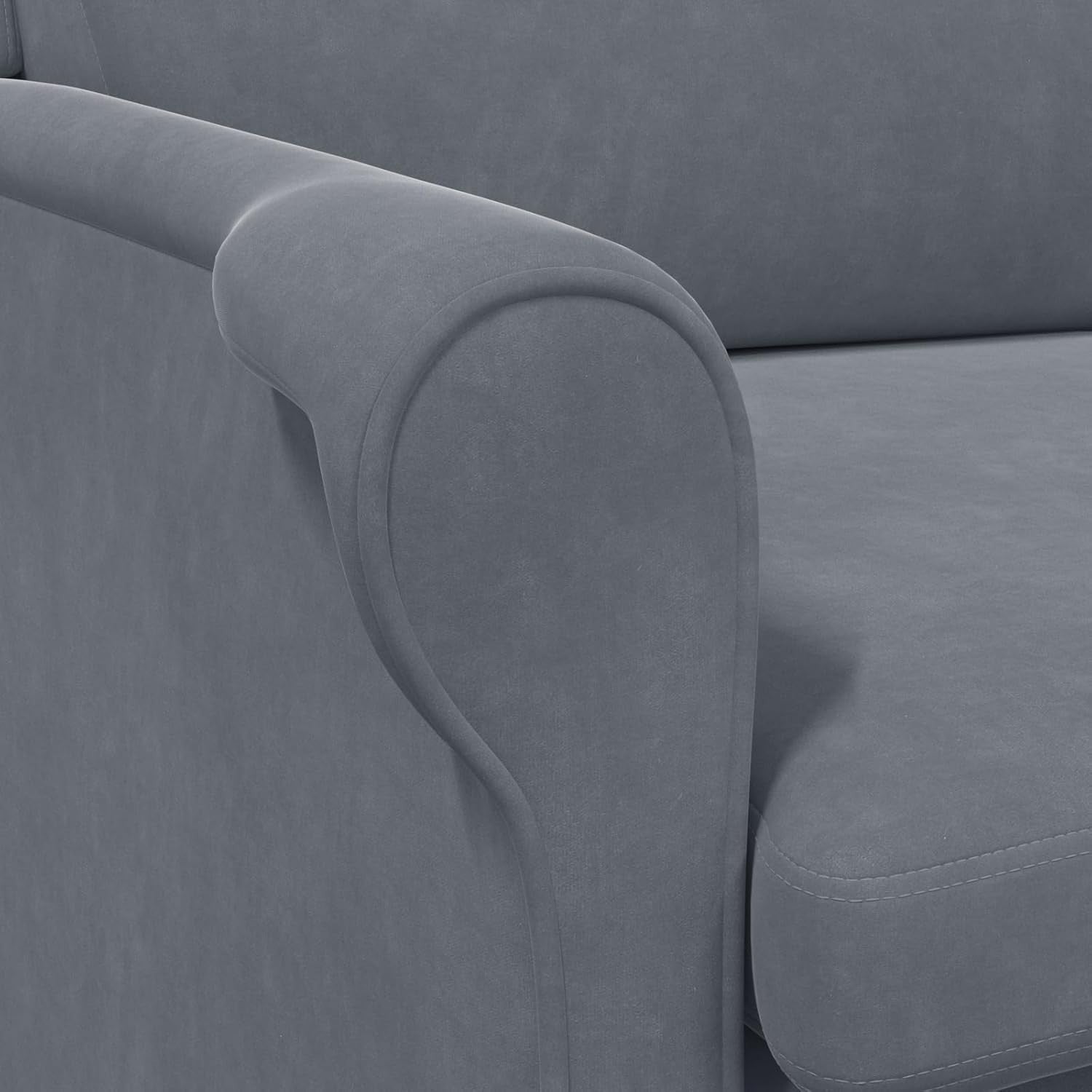 Grey Recliner Armchair Fabric Wingback Chair Wood Legs Lounge